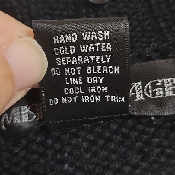 Mistror Image black button down fringe cardigan woman's size small - Picture 3 of 7